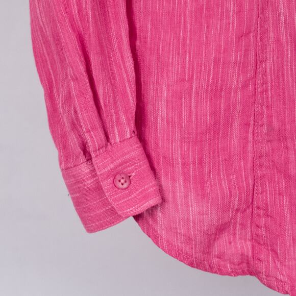 Coldwater Creek Women's 100% Linen Top MEDIUM Colorful Pink Beach Coastal Casual - Picture 5 of 8